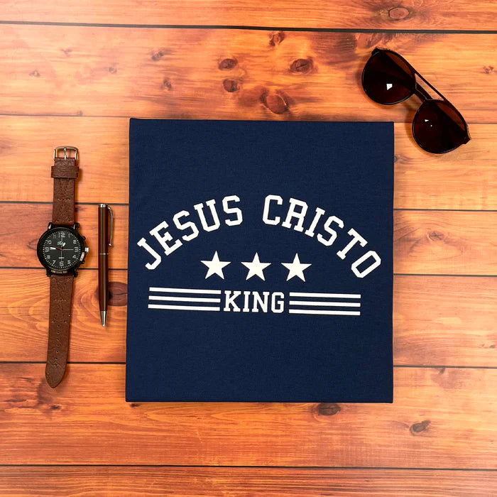 Camiseta Masculina Azul Jesus Cristo King