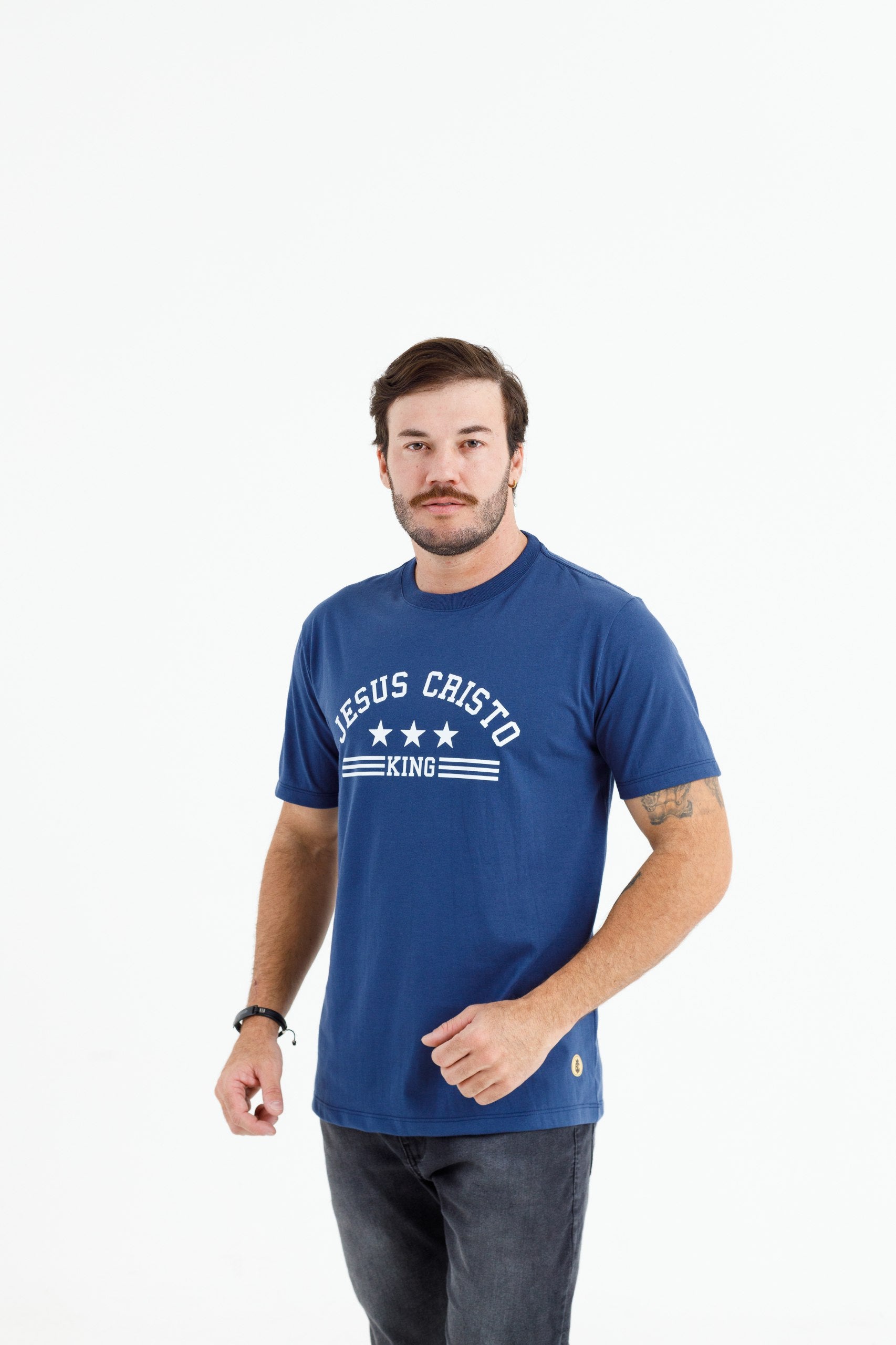 Camiseta Masculina Azul Jesus Cristo King